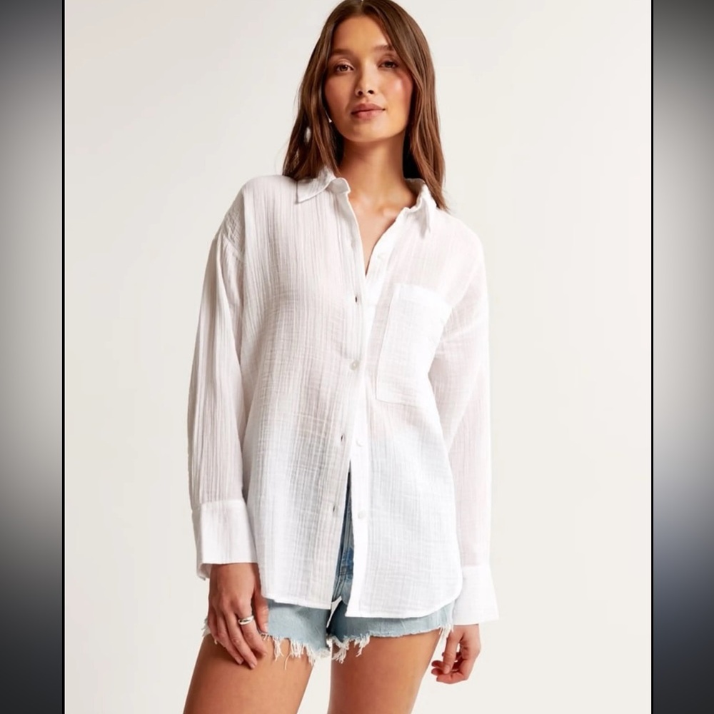 Abercrombie & Fitch White Oversized Shirt